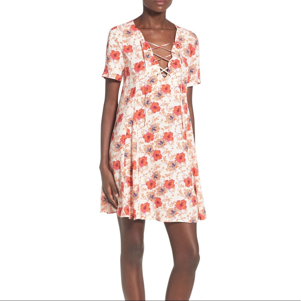 Lace Up Shift Dress